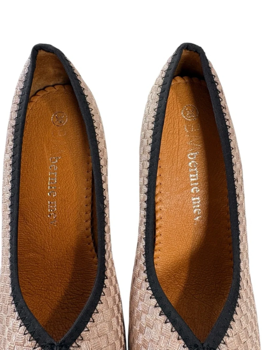 bernie mev. Legend 1 Woven Taupe Pumps with Black Platform Sz38 Comfort Heel NIB